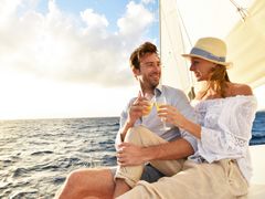 Couple sailing to San Fruttuoso