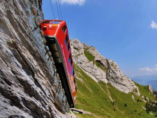 Cogwheel train, Alpnachstad, steepest, swiss alps