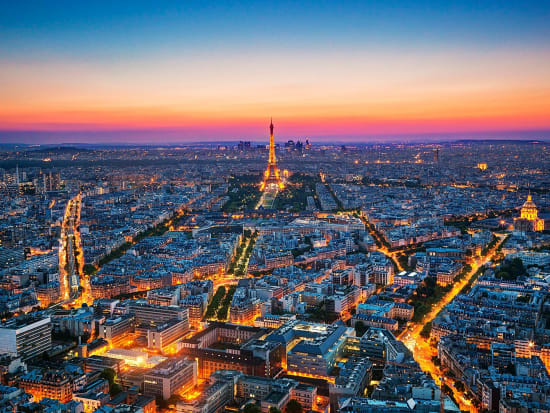 Paris aerial view at night