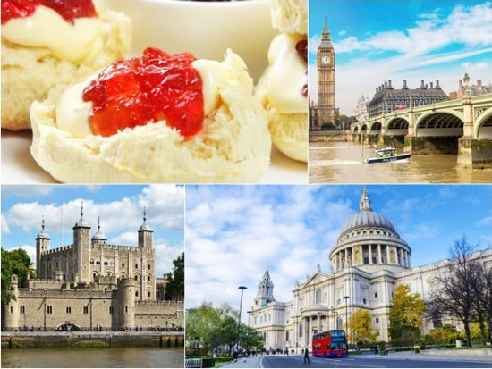 ロンドン1日観光ツアー　セント・ポール大聖堂＋ロンドン塔＋オープントップバス観光＋テムズ川クルーズ＋ハロッズのクリームティー ＜英語ガイド＞