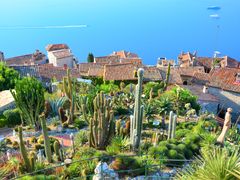 Eze village view with the Botanical Garden in the foreground