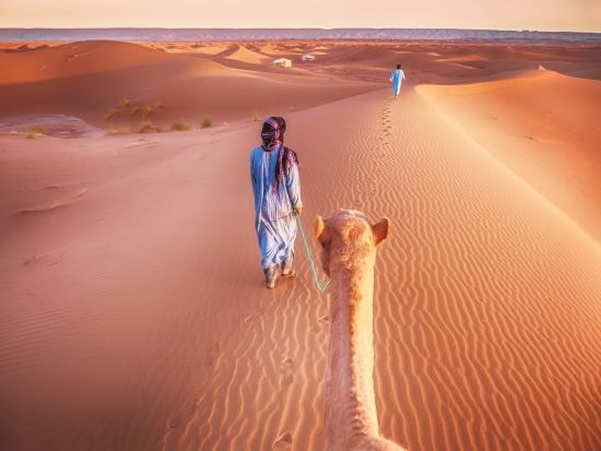 【ワルザザート発 モロッコ1泊2日】砂漠でテント泊！ティンフー砂丘＆ラクダ乗り体験＋陶器の町タムグルート＜英語＞