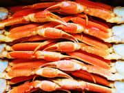 a buffet of crab legs caught from the Sea of Japan