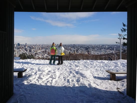 スノーシュー半日ツアー 旭山記念公園コース エゾリスや雪の妖精シマエナガに出会う！澄んだ空気を味わえる早朝プラン有＜12～3月／札幌中心部送迎付＞