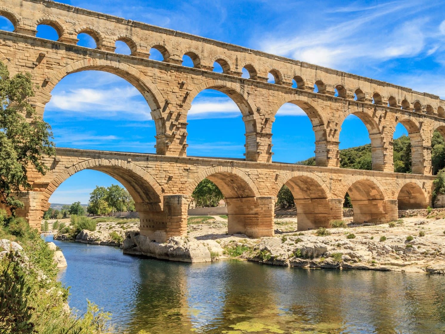 売りジャン・ピュイ、サン=モーリスの古代ローマの橋、希少な額装用画集より、新品高級額装付、状態良好、送料無料、choco 自然、風景画