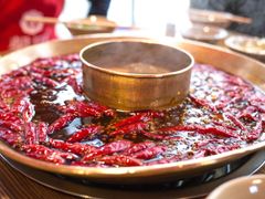 chengdu hotpot full of spices and chili peppers