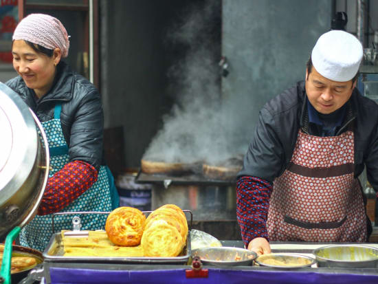 vendors preparing food xian morning market tour