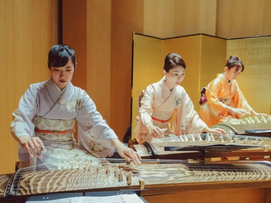 Japanese musicians playing koto in Tokyo