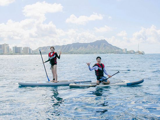 マリンスポーツパッケージ　4つのアクティビティ（カヤック、SUP、トランポリン、ウォータースライダー）とシュノーケリングが遊び放題！貸切プランあり＜ケワロ湾＞