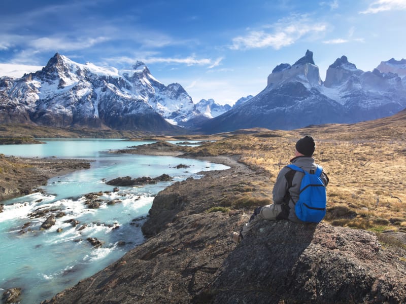 Chile_Patagonia_Hiker in a national park Torres del Paine_shutterstock_478667020