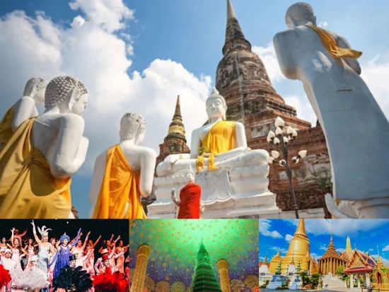 アユタヤ遺跡＋象乗り＋バンコク3大寺院＋ワットパクナム＋カリプソキャバレー観光ツアー＜1日／日本語／ビュッフェランチ／往復送迎＞