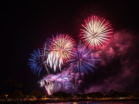 Hawaii_Oahu_Honolulu_fourth of July_Magic Island Park_fireworks_shutterstock_449824468