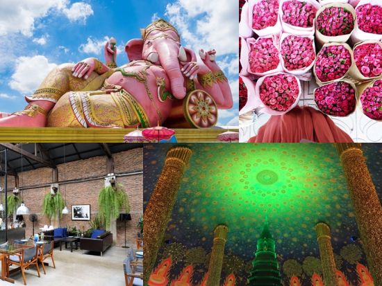 バンコクフォトジェニック観光ツアー ピンクのガネーシャ＋ワットパクナム　人気ブロガー監修・ティップサマイのパッタイ昼食プラン有＜午前・午後／日本語／当日予約可＞