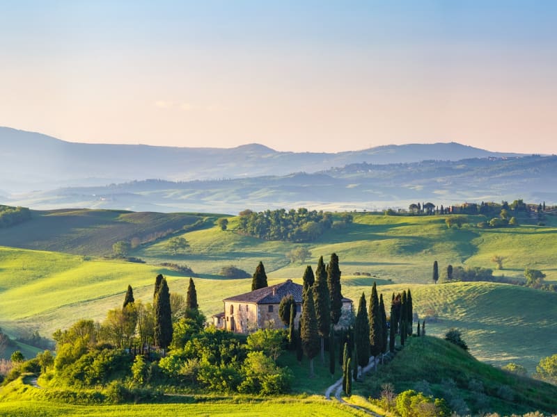 tuscany, farm, house, landscape