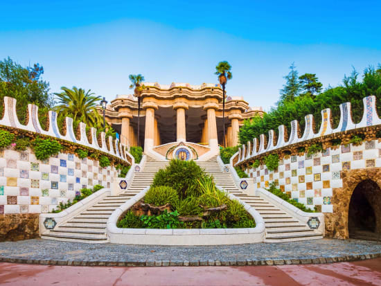 park guell, entrance, stairs