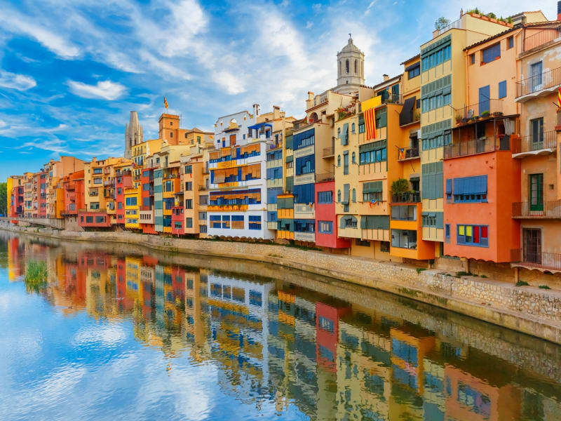 Girona. Onyar river, coloful houses, catalonia, spain