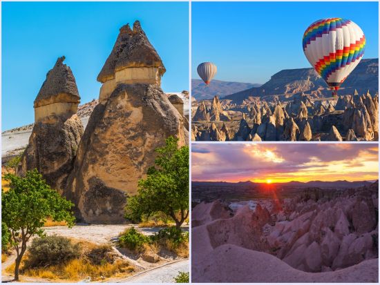 世界遺産カッパドキア 1泊2日ツアー　王道観光＋ローズバレー＋ワイナリー　洞窟ホテル泊　気球付きプランあり＜貸切／日本語ガイド／国内航空券込／イスタンブール発＞