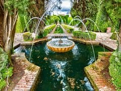 generalife gardens, alhambra of granada, fountain
