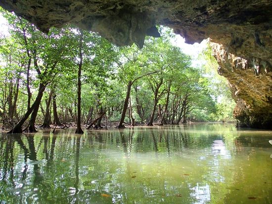 （４）珊瑚礁でできた洞窟からの景色 