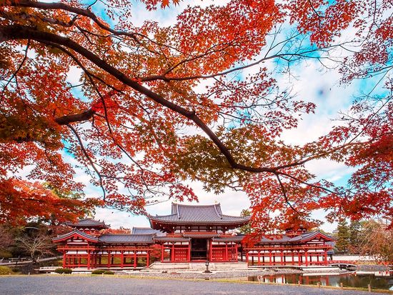 AU-2紅葉と鳳凰堂正面m