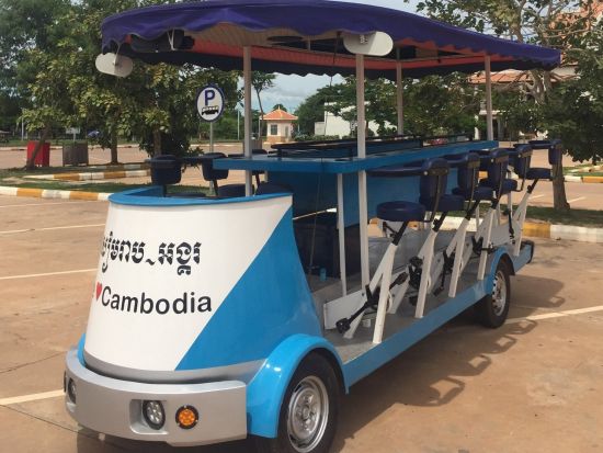 皆で一緒にサイクリングしながら夜の街を巡る！シェムリアップ市内 サイクリングツアー　ビールまたはソフトドリンク1本付き！＜30分／現地語ドライバー＞