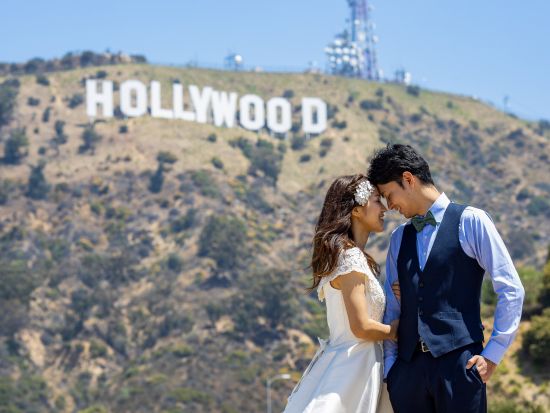 フォトウェディング　ハリウッドサインやサンタモニカ・ピアなど、ロサンゼルスの人気ロケーション3ヶ所で撮影！＜150カット／日本語／ホテル送迎・ヘアメイク込＞