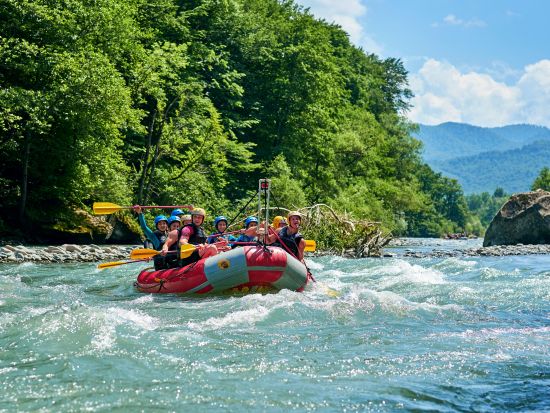 ボウ川　ラフティング体験 ＜5～9月／英語ガイド／バンフ発＞