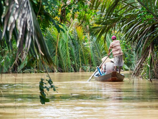VIP高級車で行く！メコン川クルーズ日帰りツアー　ゆったりシートで長時間も快適移動＜貸切／往復送迎／現地ガイド(日本語可)／皇太子様訪問時の昼食付＞