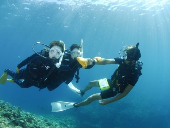 真栄田岬ビーチ体験ダイビング　快適フルフェイスマスク＆ガイド完全貸切で熱帯魚満喫！＜カメラ・駐車場・シャワー無料／グリーン・フィンズ認定店＞byマリンクラブナギ