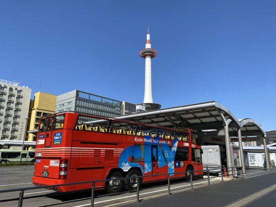 オープントップバス 開放感あふれるバスで二条城や西本願寺など名所を車窓観光＜京都駅発＞by おこしバス（京都定期観光バス）