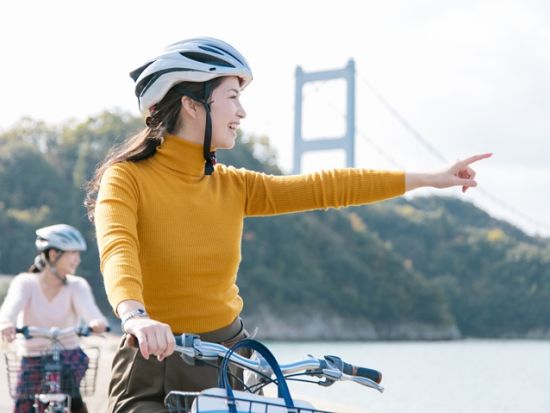 ガイドがご案内！しまなみ海道サイクリングツアー 電動アシスト付きE-BIKEで周遊＜昼食＆軽食付き／10月～4月／広島空港・JR新尾道駅・JR尾道駅発＞