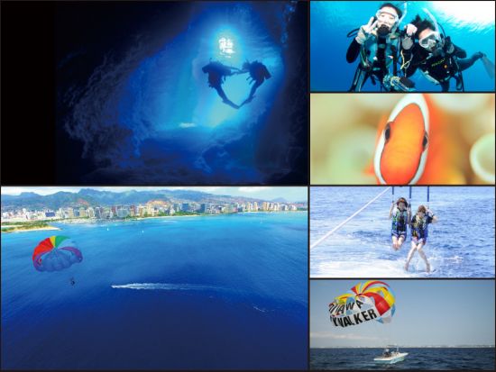 青の洞窟 体験ダイビング　潜れなかったら全額返金！パラセーリングセットあり＜ビーチ／1ダイブ／ガイド貸切／恩納村発＞