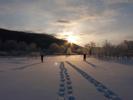 朝のスノーシューツアー 水と氷が生み出した不思議な自然現象川霧やフロストフラワーなどが見れるかも＜3歳～参加OK12月~3月／富良野エリア送迎付き／富良野市＞