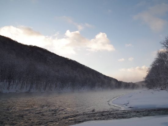朝のスノーシューツアー 水と氷が生み出した不思議な自然現象川霧やフロストフラワーなどが見れるかも＜3歳～参加OK12月~3月／富良野エリア送迎付き／富良野市＞