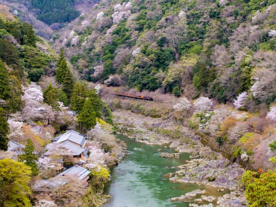 トロッコ列車と保津川下り バスツアー 並ばずスムーズに乗船＆乗車！嵐山散策も＜京都駅発／1日＞by おこしバス（京都定期観光バス）