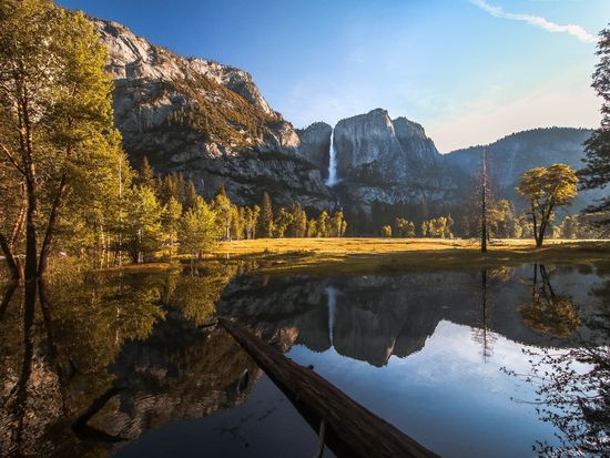 Yosemite Falls and reflection