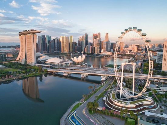 シンガポール夜景ツアー　ガーデンズ・バイ・ザ・ベイ＆マリーナ・ベイ・サンズの光と音のショー＋シンガポールフライヤー乗車 ＜日本語ガイド／夕食付き／往復送迎＞