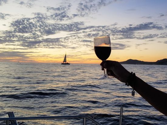 ロス・カボスのサンセットクルーズ＋テキーラ試飲＋タコスディナー＜夕方発／英語／送迎付き／ロス・カボス発＞