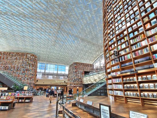 ソウル市内観光ツアー　人気エリア「江南＆弘大」凝縮！ソウルスカイ展望台＋ピョルマダン図書館＋望遠市場＋弘大＋国立中央博物館＜午前・1日／日本語ガイド／明洞解散＞