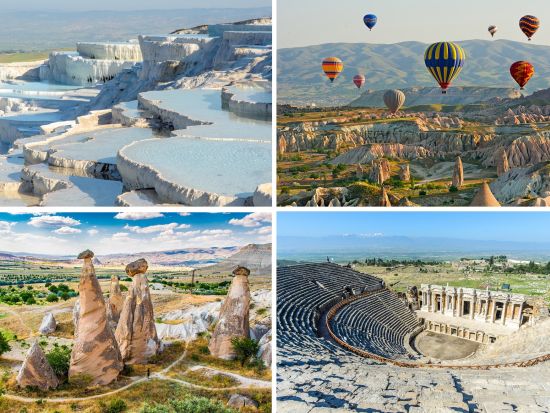 世界遺産カッパドキア＋パムッカレ 2泊3日ツアー　洞窟ホテル泊　気球付きプランあり＜貸切／日本語ガイド／国内航空券込／イスタンブール発＞