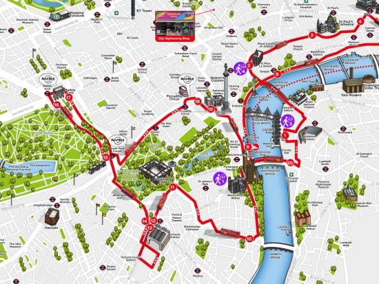 ロンドン 乗り降り自由バス 24時間チケット ＜CitySightseeing/日本語音声ガイド＞