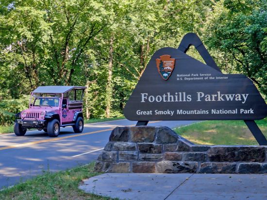 ピンクジープで行く グレート・スモーキー山脈国立公園ツアー　フットヒルズ・パークウェイコース ＜英語ドライバーガイド／ピジョンフォージ発＞