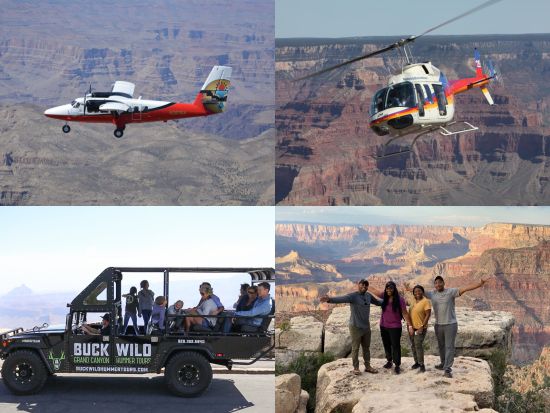 グランドキャニオン・サウスリム探索ツアー　小型飛行機＆ヘリコプター＆ハマー利用 ＜昼食付き／日本語オーディオガイド／英語ドライバーガイド＞