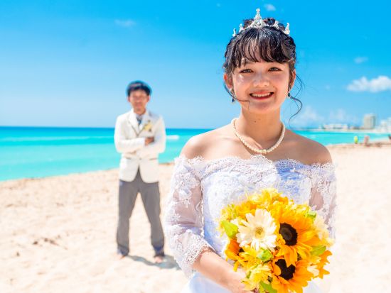 【カンクン】手ぶらで本格ウエディングフォト！オールインクルーシブパッケージ  写真＋動画＋衣裳＋ヘアセット＋ドローン撮影＜送迎付／日本語＞