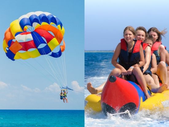 パラセーリング＋バナナボート　セブ島を一望できる空中散歩と爽快な海上疾走　高度アップグレード可＜英語スタッフ／日本語スタッフ常勤／マクタン島内ホテル無料送迎可＞