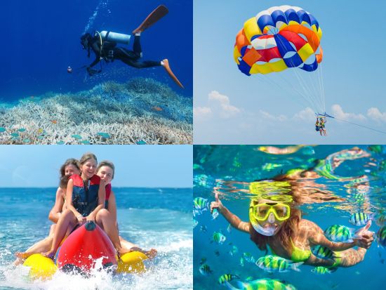 体験ダイビング＆選べるマリンアクティビティ（パラセーリングなど）半日ツアー　お弁当ランチオプションあり ＜ビーチ／1ダイブ＞