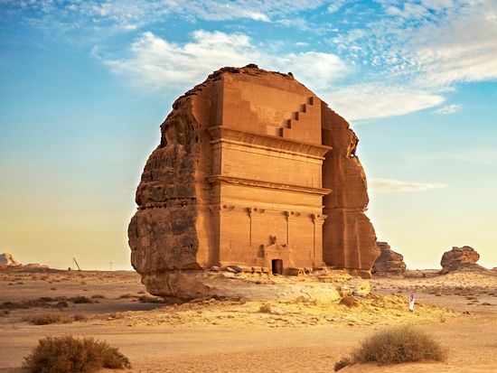 Saudi Arabia_Medina_Hegra_Tomb of Lihyan_GettyImages-1401473286