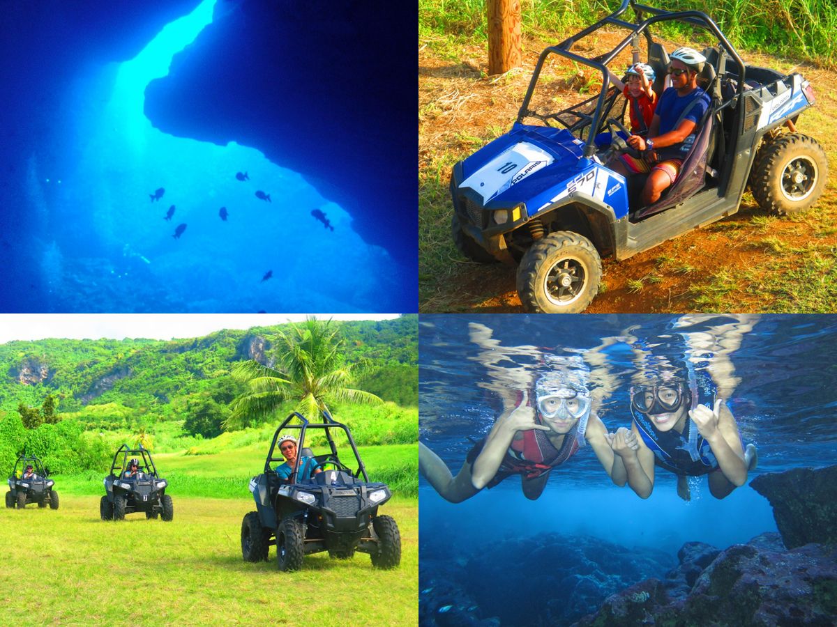 サイパン 現地オプショナルツアー
四輪バギー体験 + グロットシュノーケリング