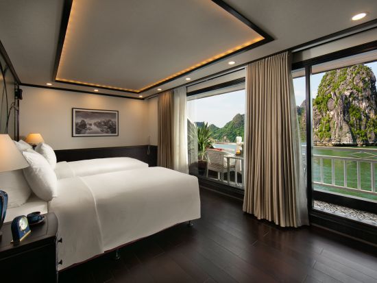 世界遺産ハロン湾1泊2日クルーズ「エルメス号」全室バルコニー付き！プライべート感を味わえる全18室のスモールラグジュアリークルーズ船 