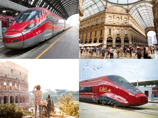 【フレッチャロッサ／イタロ】ミラノ中央駅⇒ローマ・テルミニ駅 乗車チケット事前予約＜片道／直行列車／スタンダードシート＞